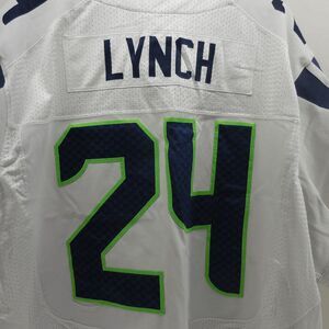 Seattle Seahawks Marshawn Lynch 24 Nike White Stitched On-Field Jersey Sz 4XL 60